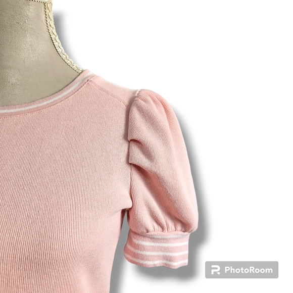 Marcs | Pink & White Shell Cove Knit Short Sleeve | size XS - Picture 3 of 9